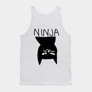 "Ninja Cat" Funny Hand-Drawn T-Shirt | Playful Feline Twist on the Ninja Theme Tank Top